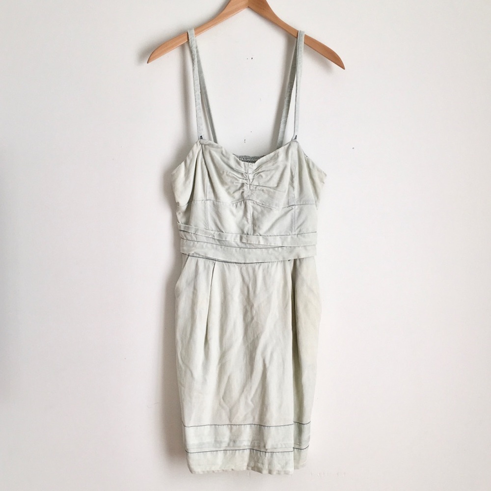 ARITZIA Wilfred Lyocell Bleached Denim Chambray Tulip Barre Dress Size 8